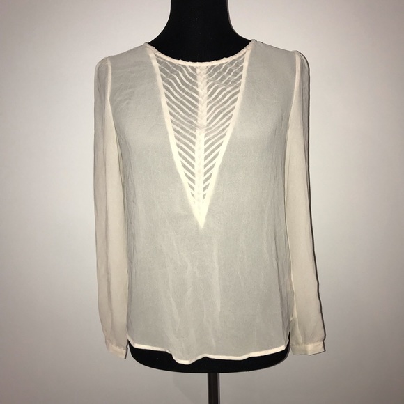 UO Pins & Needles Sheer Ivory Blouse - Picture 1 of 6